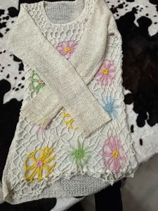 Floral Crochet Knit Sweater