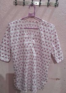 White Printed Top
