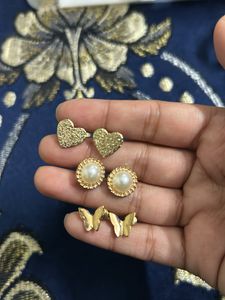 Earring Stud Set - Gold Toned