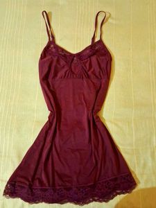 Burgundy Lace Trim Slip Dress