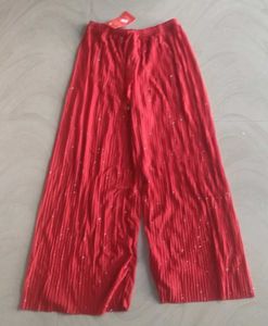 Red Pleated Palazzo Pants