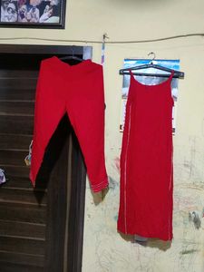 Red Kurti with Matching Pants