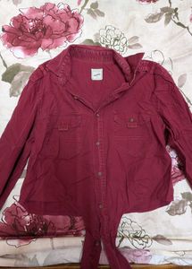 Maroon Tie-Waist Top