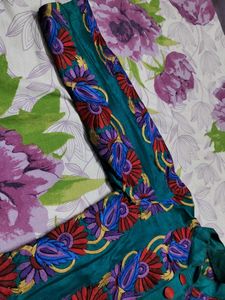 🎀Stunning Teal Kurti with Multicolor Embroidery