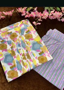 Premium Cotton Floral Kurta With Pants