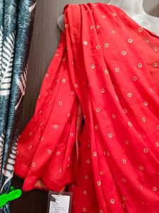 Red Stone Work Saree