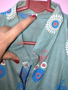 Floral Print Grey Kurta