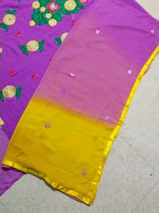 Embroidered Georgette Dress With Astar