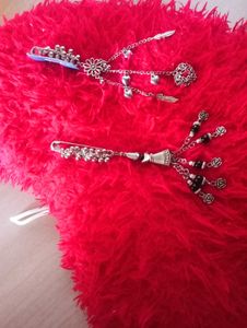 New Designer Silver Oxide Saree Pin