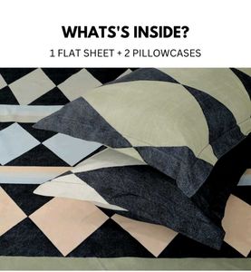 Abstract Print Double Bed Sheet With Pillow Cover