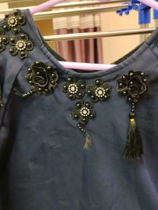 Elegant Navy Blue Embellished Abaya