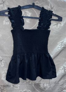 Black Cut Sleeve Top