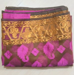 Net Saree In Purple Colour