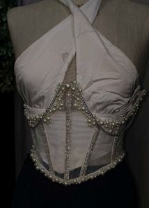 Pearl Embellished Corset Blet