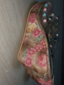 Stylish Floral Wedge Heels with Crystal Studs 👠✨