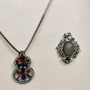 Gray Stone Pendant Necklace