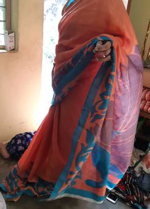 Orange Cotton Saree
