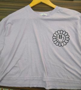 Lilac Oversized Cropped T-shirt