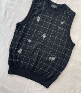 Floral Checkered Sweater Vest