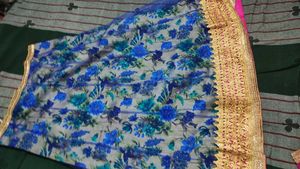 Floral Print Lehanga with Gold Border