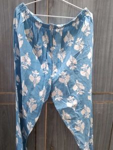 Blue Floral Print Midi  Pant Dress
