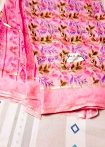 Pink Floral Print Saree