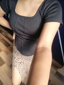 Animal Print Midi Skirt and top