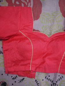 Beautiful Pink &amp; Cream Color Saree With Blouse
