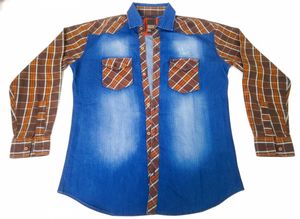 Denim & Plaid Long Sleeve Shirt