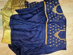 Unstitched Navy Blue Embroidered Lehnga Choli