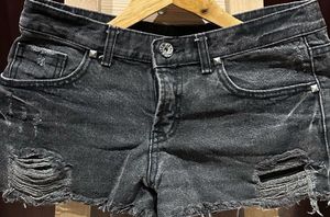Distressed grey Denim Shorts