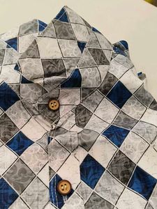 Men’s Casual Geometric Print Short Sleeve Shirt