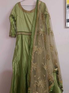 Green & Gold Anarkali Suit