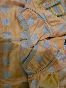 Mango Shade Silk Kurta L