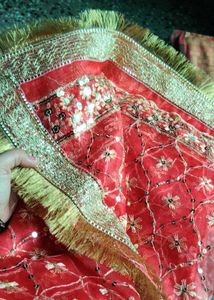 Red Embroidered Dupatta