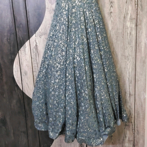 grey party wear gown