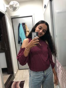 Burgundy Cold Shoulder Top