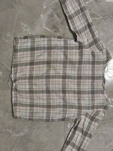 Checks Khaki Shirt Like Top