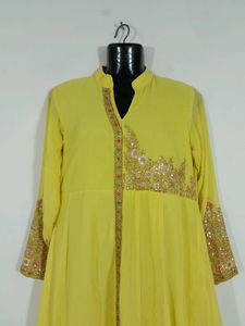 Yellow Embroidered A Line Kurta Set Women&#39;s