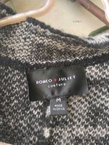 Patterned Black &amp; grey long Cardigan