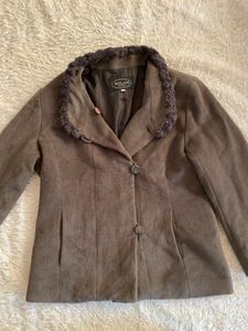 Milan Brown Faux Fur Collar coat