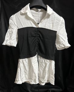 Chic Black & White Corset Top