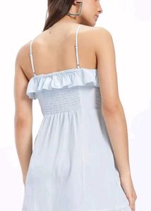 Light Blue Ruffled A- Line Mini Dress
