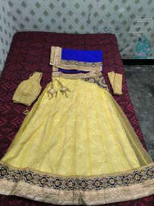 Elegant Yellow & Blue Lehenga Choli Set