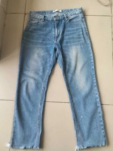 Light Blue With Fade Patches Print Denim Jeans