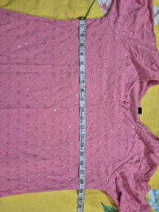 Pink Embroidered Kurti Chikankari