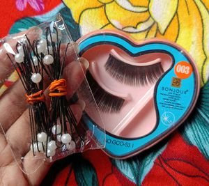 Eye Lashes , Hair Clips And Elastic Rubber