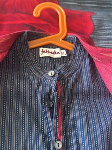 Cotton Kurta With Ikat Print Jacket