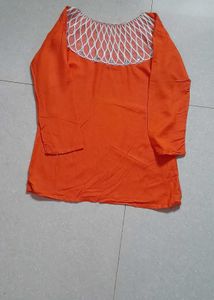 Orange Unique Sequin Work Korean Top