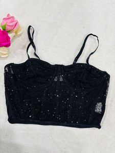 Black Sequin Corset Top